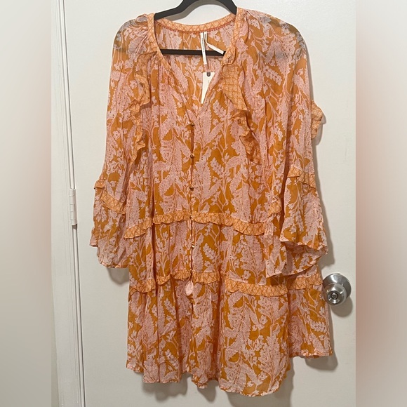 Anthropologie Dresses & Skirts - Anthropologie Mia Tiered Tunic Floral Orange size L